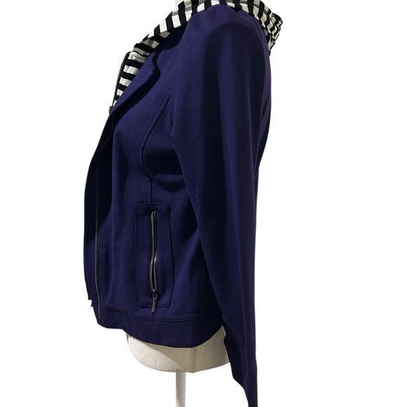 Chico's zenergy Purple Utility Jacket with Striped Inner Layer and Silver Zipper - Picture 2 of 7